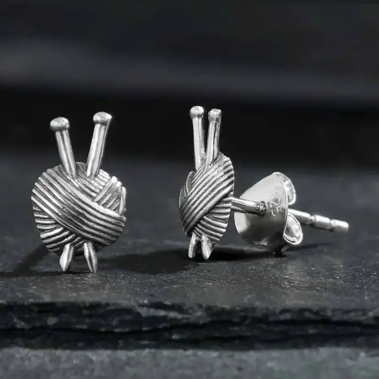 Nina Designs ND Yarn Ball Post Earrings Sterling Silver