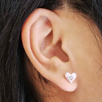 Nina Designs ND Heart Paw Prints Earrings Sterling Silver
