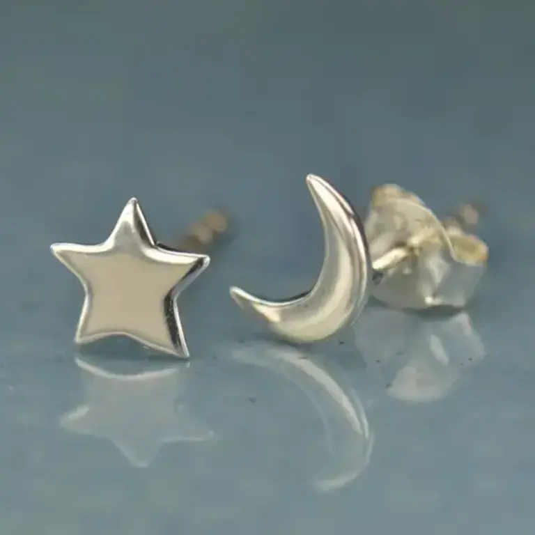Nina Designs ND - Star + Moon Studs Sterling Silver