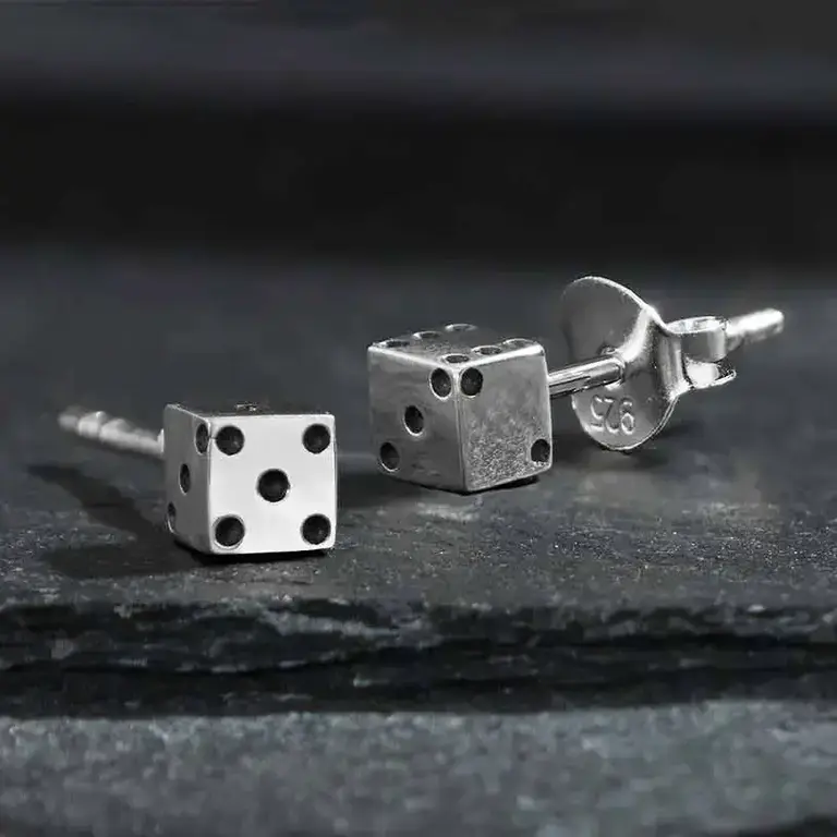 Nina Designs ND Tiny Dice Post Earrings Sterling Silver