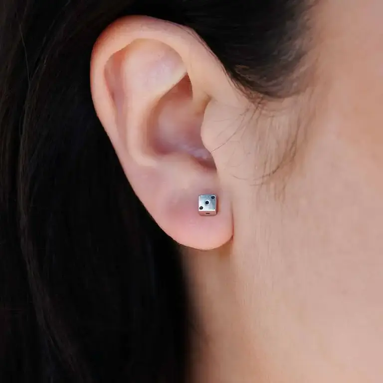 Nina Designs ND Tiny Dice Post Earrings Sterling Silver
