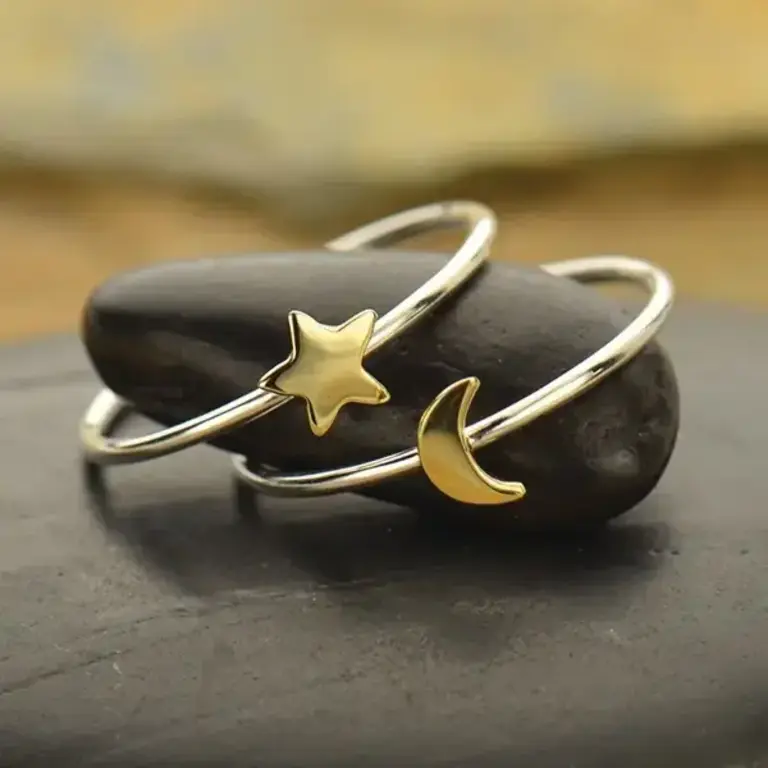 Nina Designs ND Tiny Moon + Star Ring Set