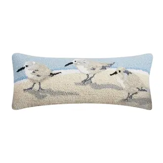 PK Handcraft Tufted Wool Sandpipers Pillow 8x20" w. Insert