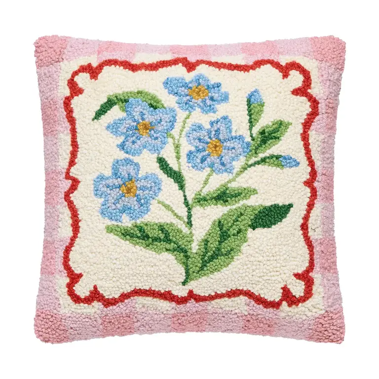 PK Handcraft Tufted Wool Forget-me-not Pillow 14" w Insert