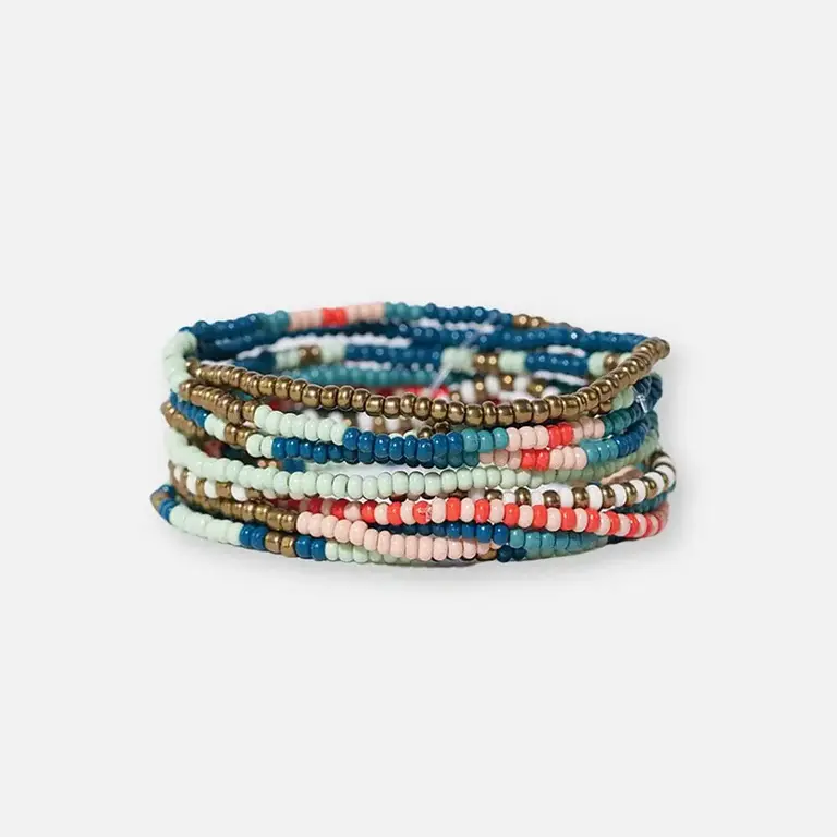 Ink + Alloy Ink + Alloy Sage Mixed Stretch Bracelets S/10 Teal + Poppy