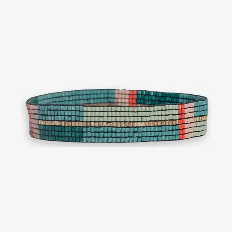 Ink + Alloy Ink + Alloy Alex Horizontal Stretch Bracelet Teal + Poppy