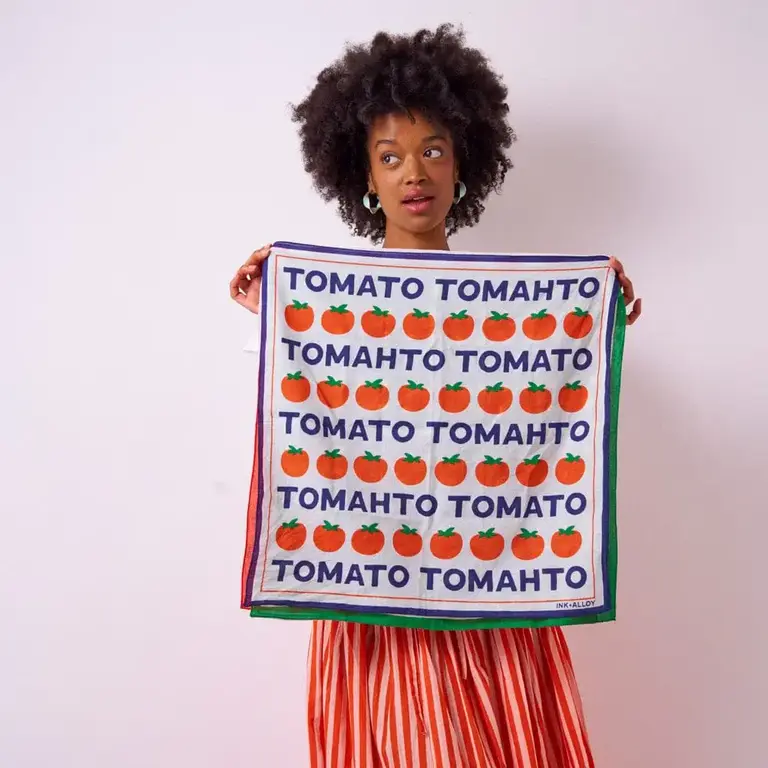 Ink + Alloy Ink + Alloy Carson Square Cotton Scarf - Tomato Tomahto 21"