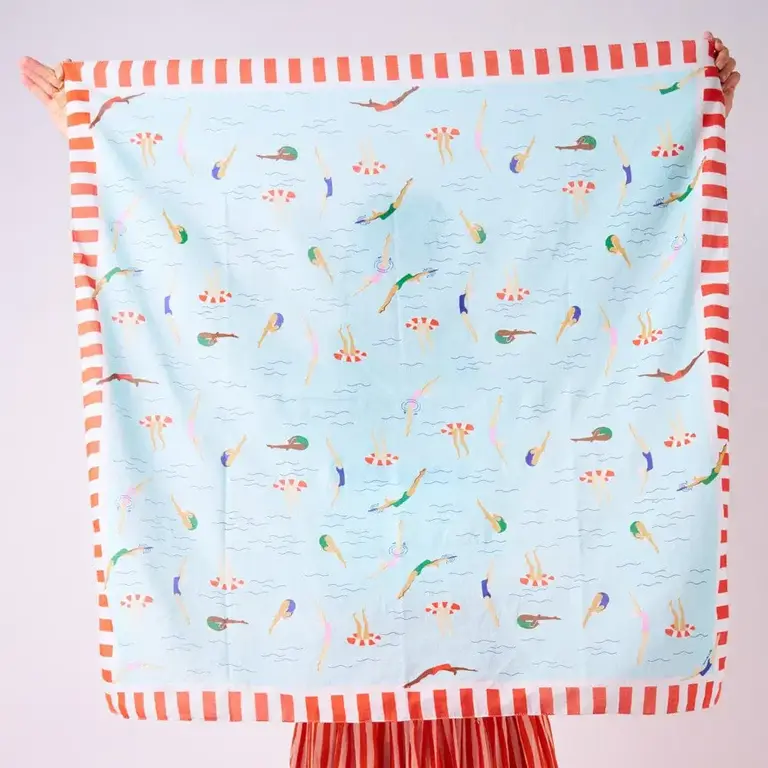 Ink + Alloy Ink + Alloy Olivia Square Cotton Scarf - Swimmers 36"