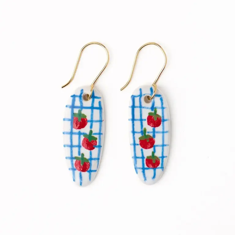 Ink + Alloy Ink + Alloy Danielle Oval Ceramic Tomato Plaid Earrings