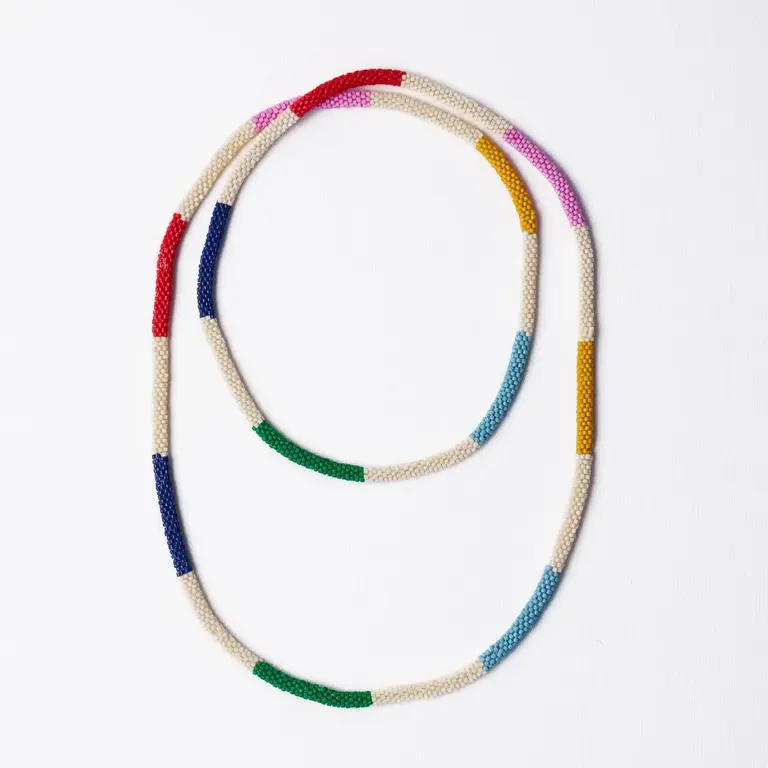 Ink + Alloy Ink + Alloy Allie Seed Bead Long Necklace White + Multi
