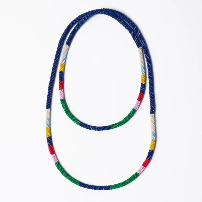 Ink + Alloy Ink + Alloy Allie Seed Bead Long Necklace Navy + Multi