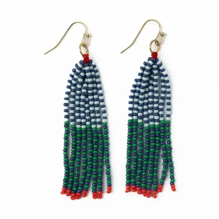 Ink + Alloy Ink + Alloy Abbey Tassel Seed Bead Earrings - Blue + Green