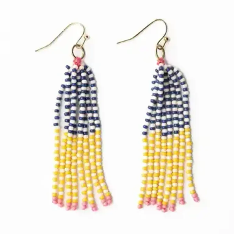 Ink + Alloy Ink + Alloy Abbey Tassel Seed Bead Earrings Yellow + Blue