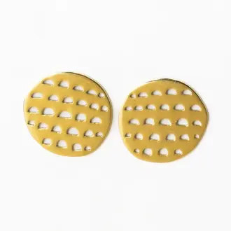 Ink + Alloy Ink + Alloy Aretha Circle w Cutouts Brass Earrings Ink + Alloy Ink + Alloy Aretha Circle w Cutouts Brass Earrings