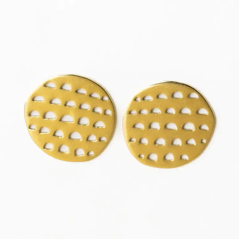 Ink + Alloy Ink + Alloy Aretha Circle w Cutouts Brass Earrings