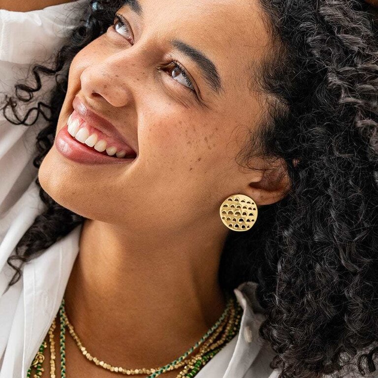 Ink + Alloy Ink + Alloy Aretha Circle w Cutouts Brass Earrings