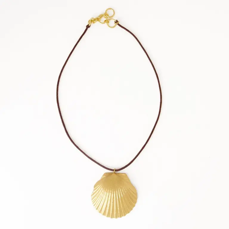 Ink + Alloy Ink + Alloy Joan Brass Shell Pendant Leather Cord