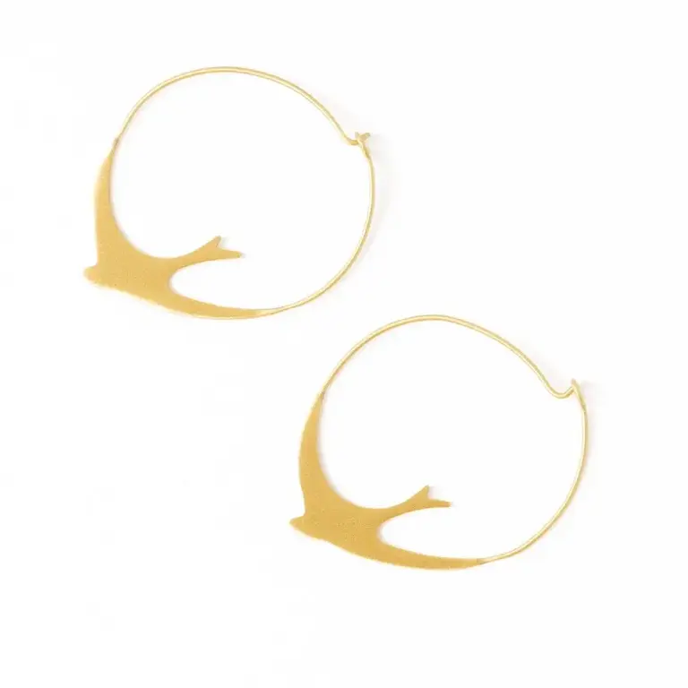 Ink + Alloy Ink + Alloy Amelia Circle Bird Brass Hoops