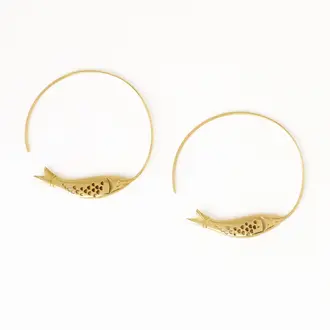 Ink + Alloy Ink + Alloy Wren Fish Hoop Earrings Brass