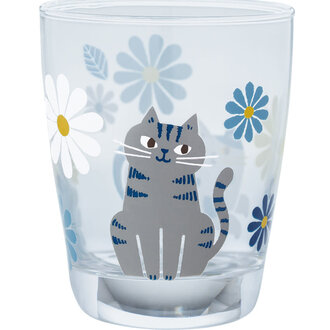 Fika Japan Fika Juice Glass Flower Cat Blue