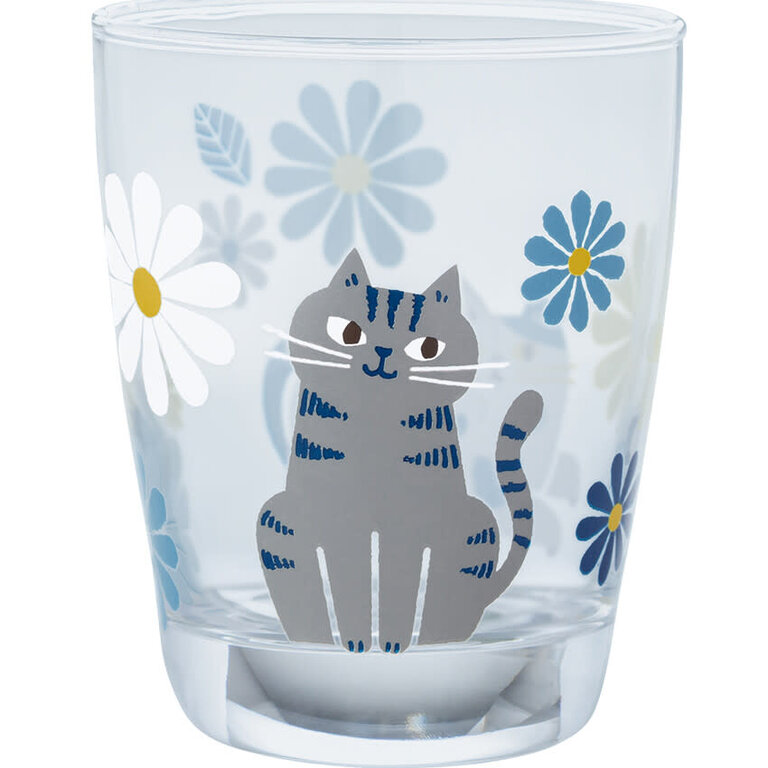 Fika Japan Fika Juice Glass Flower Cat Blue