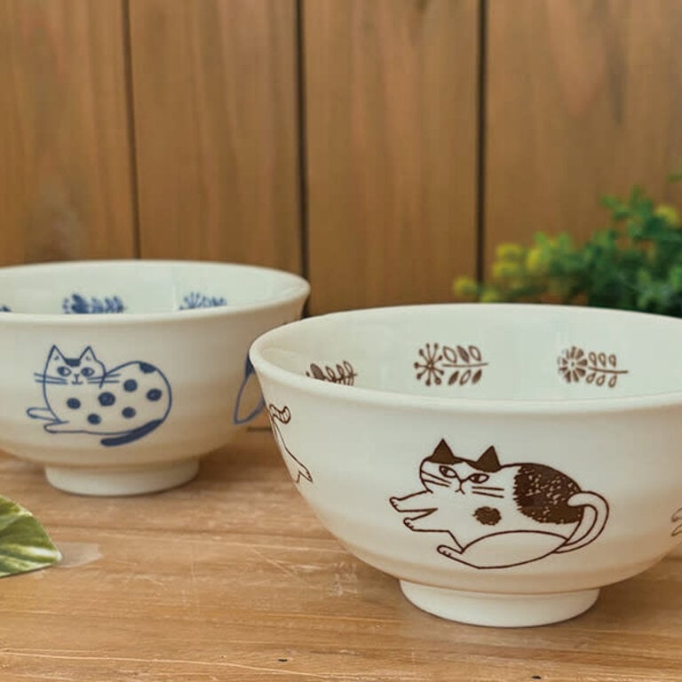 Fika Japan Fika Rice Bowl Cat Navy