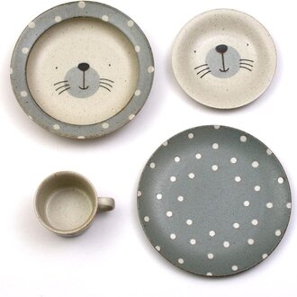 Fika Japan Fika Ceramic Sesame Seal Dinner Set / 4