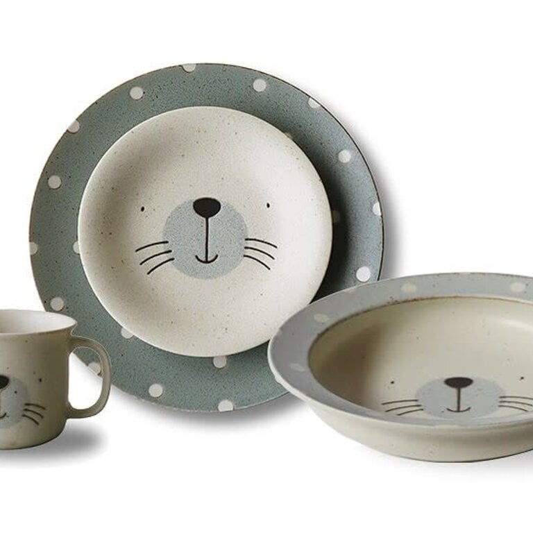 Fika Japan Fika Ceramic Sesame Seal Dinner Set / 4