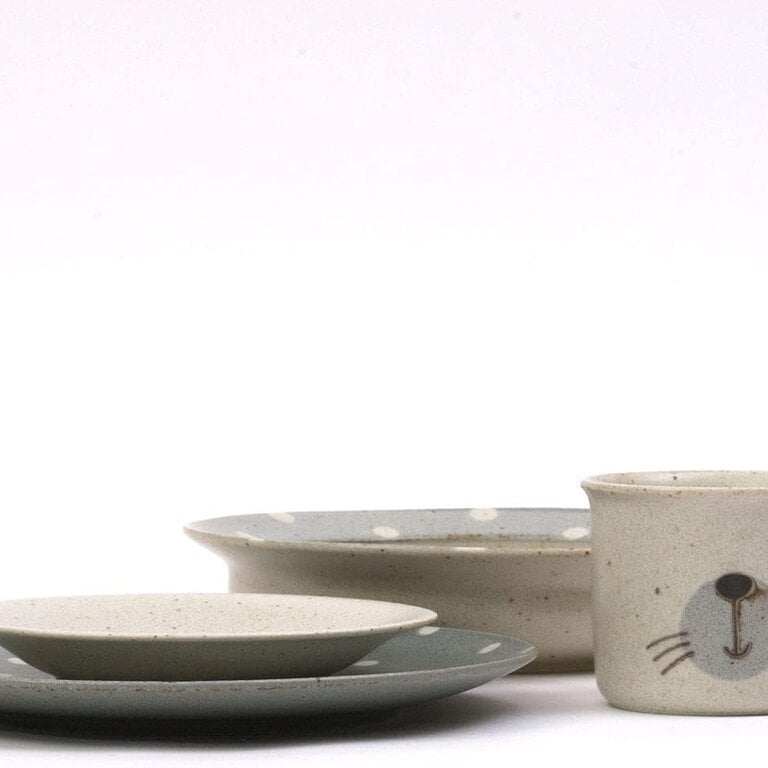 Fika Japan Fika Ceramic Sesame Seal Dinner Set / 4