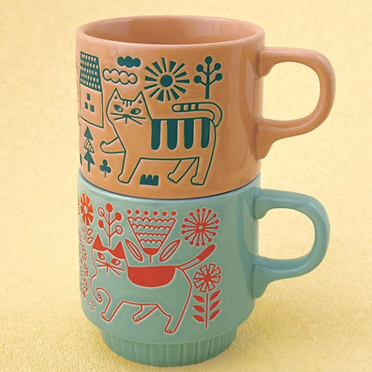 Fika Japan Fika Flower Garden Cat Stackable Mug 300ml