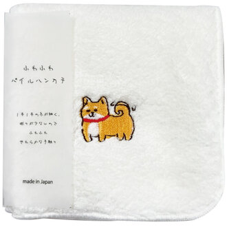 Fika Japan Fika Fluffy Cotton Handkerchief White Shiba Inu