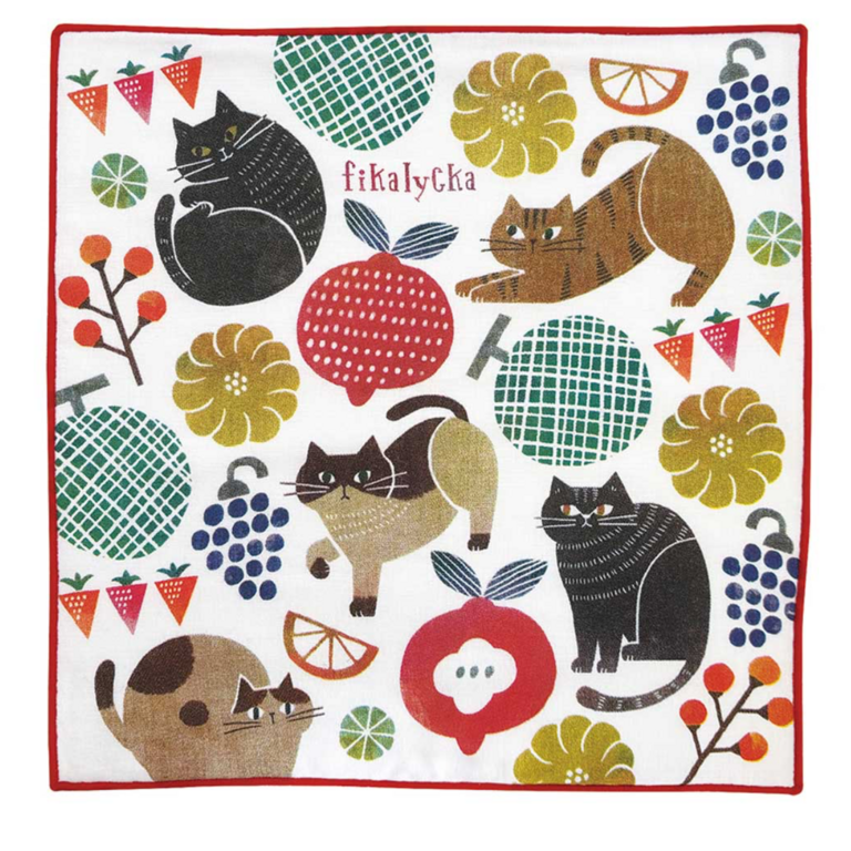 Fika Japan Fika Handkerchief Cats & Fruits
