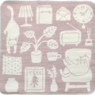 Fika Japan Fika Handkerchief Pink Cats