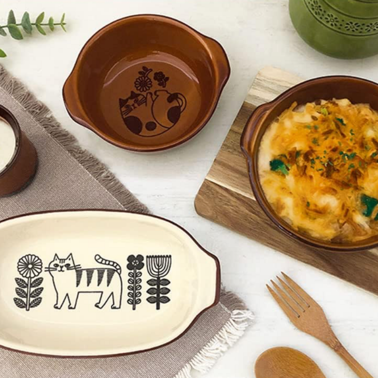 Fika Japan Fika Round Gratin Baking Dish Caramel Cat