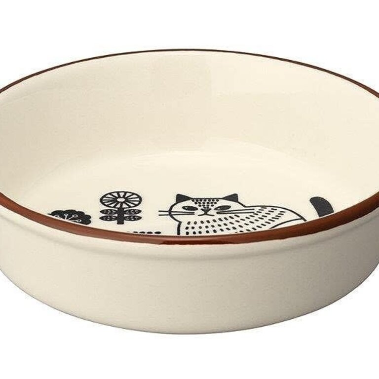 Fika Japan Fika Round Gratin Baking Dish Ivory Cat