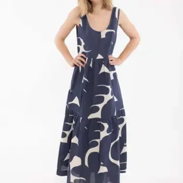 Danefae Danefae Modal Linen Dress Navy/Chalk