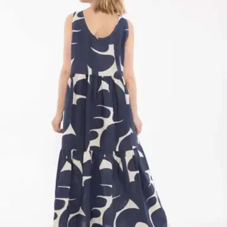 Danefae Danefae Modal Linen Dress Navy/Chalk