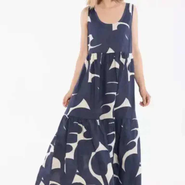 Danefae Danefae Modal Linen Dress Navy/Chalk