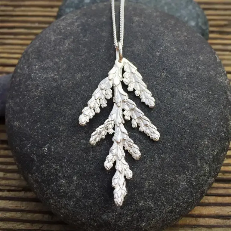 Morning Moon Cedar Pendant (Med) Sterling Silver