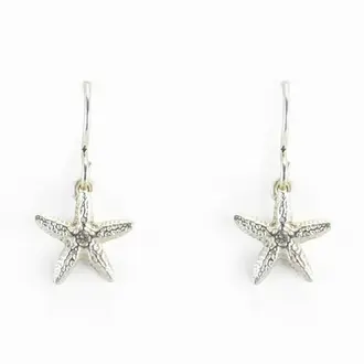 Morning Moon Starfish Earrings (Small) Frosted Sterling Silver