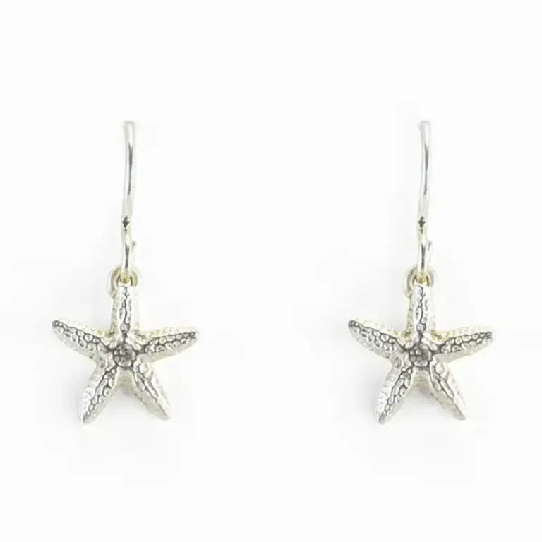Morning Moon Starfish Earrings (Small) Frosted Sterling Silver