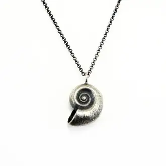 Morning Moon Nautilus Shell Pendant Oxidized