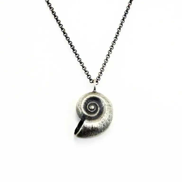 Morning Moon Nautilus Shell Pendant Oxidized