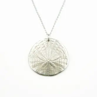 Morning Moon Sand Dollar Pendant (Large) Frosted Silver