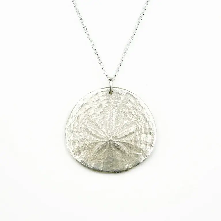 Morning Moon Sand Dollar Pendant (Large) Frosted Silver