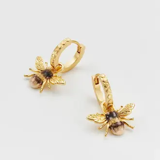 Fable England Fable Bee Huggie Earrings 22 ct Gold Plated
