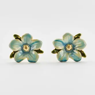 Fable England Fable Forget Me Not 24ct Gold Plated Studs