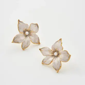 Fable England Fable Jasmine Pearl Oversized Gold Plated Studs