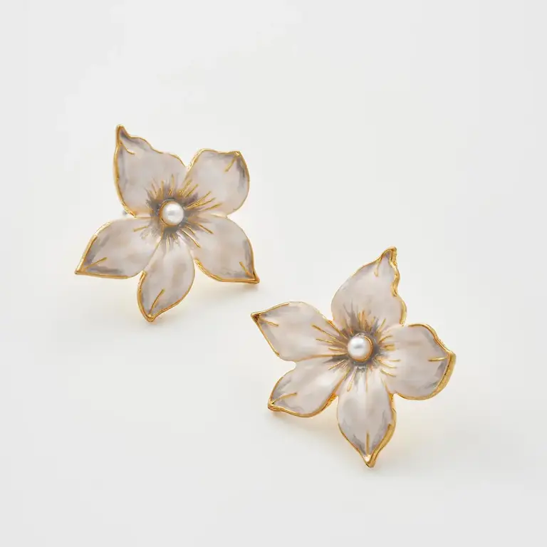 Fable England Fable Jasmine Pearl Oversized Gold Plated Studs