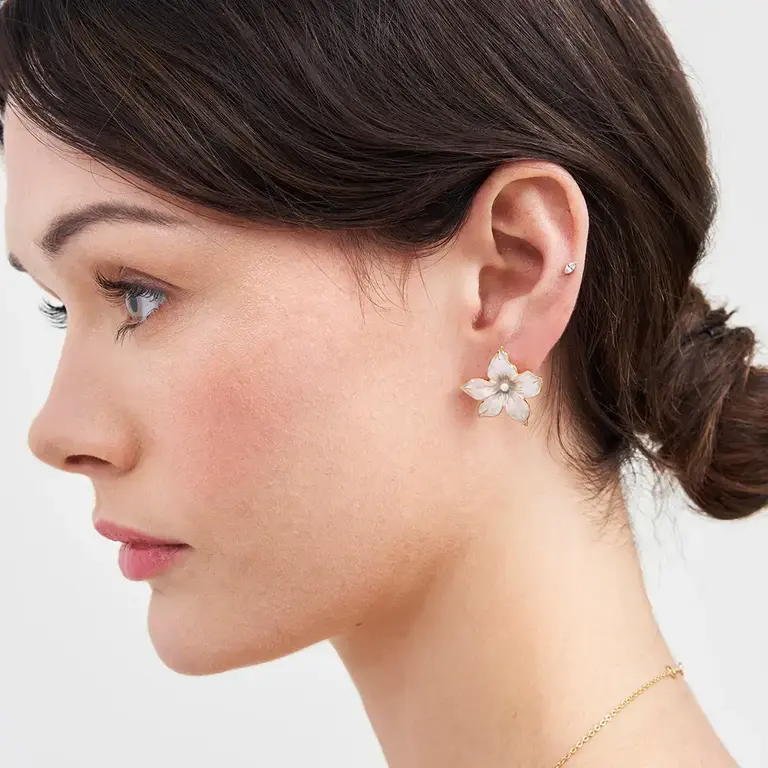 Fable England Fable Jasmine Pearl Oversized Gold Plated Studs